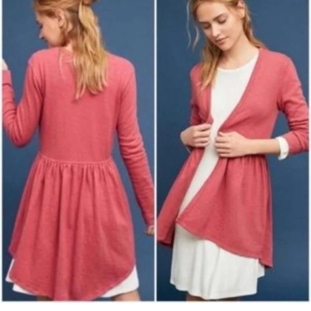 T.La anthologie dusty Rose Knit open Cardigan women XS oversized lagenloook Y2K